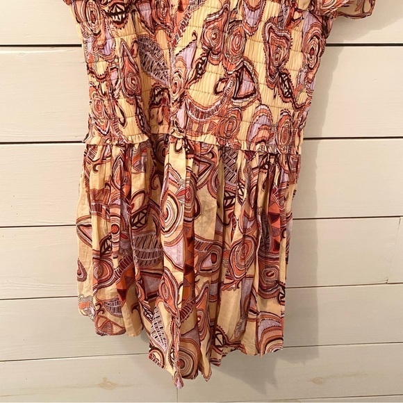 NEW A.L.C Luna Smocked Dress Nude Peach Multi 12 - Picture 14 of 16